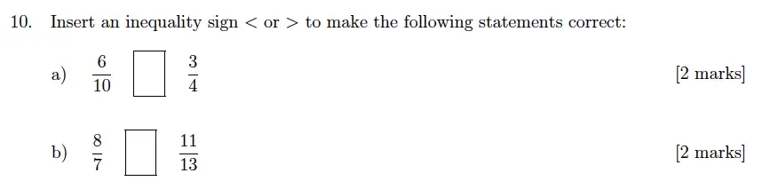 Question 10(10(a),10(b)) - Sevenoaks School Year 7 Sample Paper 2018