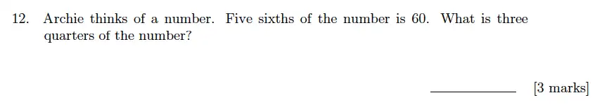 Question 12 - Sevenoaks School Year 7 Sample Paper 2018