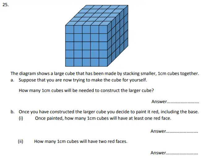 Question 25(a,i,ii) - St Albans High School for Girls – 11 Plus Maths Specimen Paper 2 – 2025