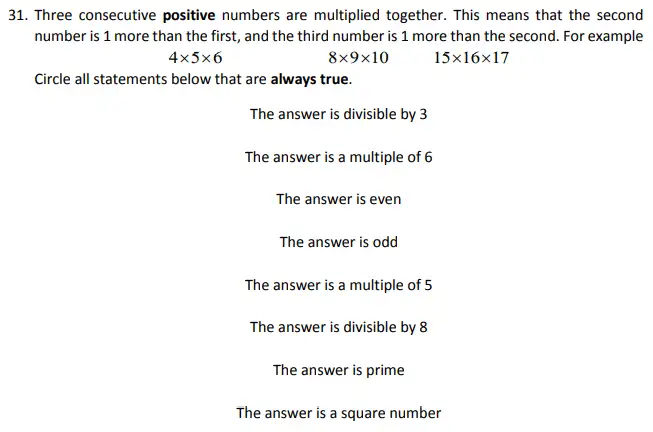 Question 31 - St Albans High School for Girls – Specimen 11 Plus Maths Paper 1 – 2024
