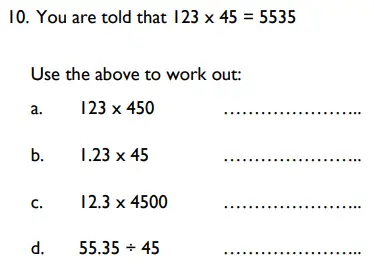 Question 10(a,b,c,d) - St Albans High School for Girls – Specimen 11 Plus Maths Paper – 2017