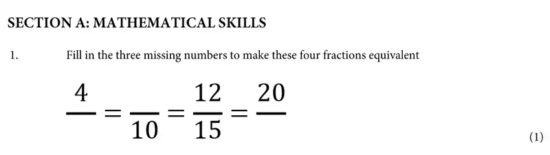 Question 1 - St Albans School – 11 Plus Maths Entrance Exam Paper 2019