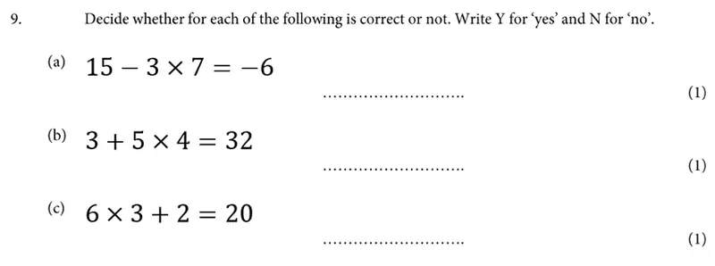 Question 9(a,b,c) - St Albans School – 11 Plus Maths Entrance Exam Paper 2019