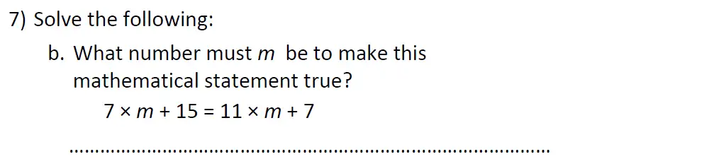 Question 7(b) - St Anselms College 2024 11 Plus Maths Sample Paper 1