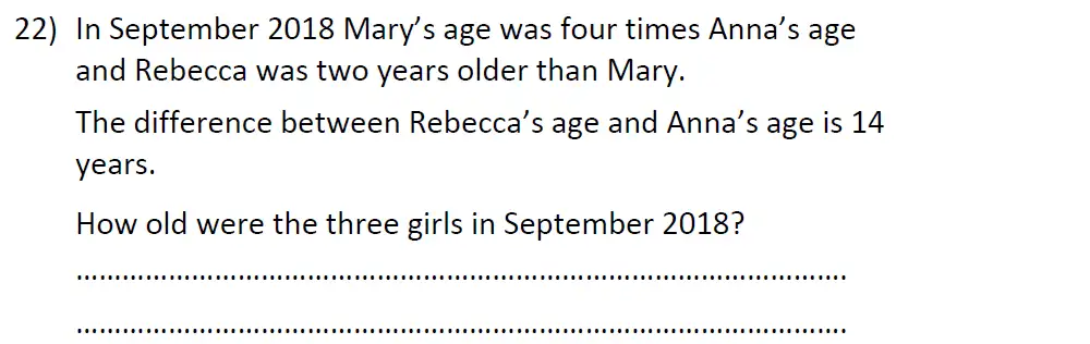 Question 22 - St Anselms College - 11 Plus Maths Sample Paper 1 - 2024