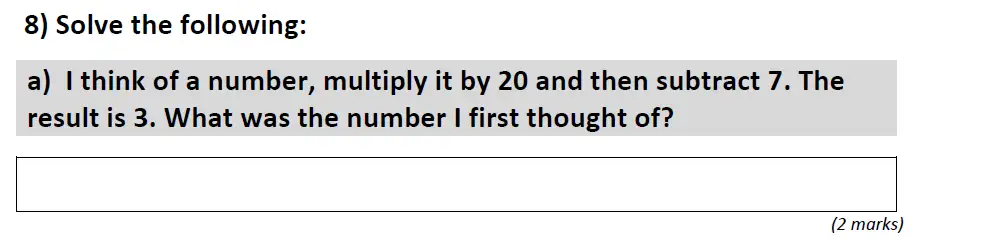 Question 8(a) - St Anselms College 2024 11 Plus Maths Sample Paper 2