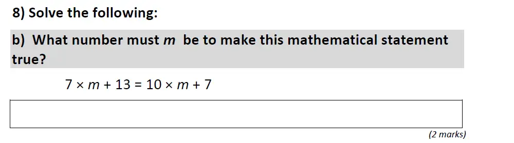 Question 8(b) - St Anselms College 2024 11 Plus Maths Sample Paper 2