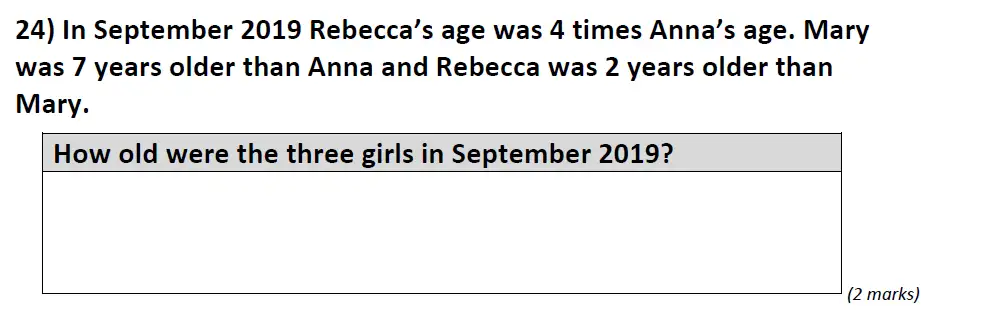 Question 24 - St Anselms College - 11 Plus Maths Sample Paper 2 - 2024