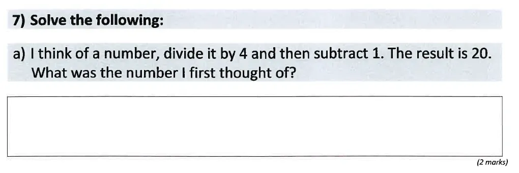 Question 07(a) - St Anselms College - Eleven Plus Maths Sample Paper 1 - 2025