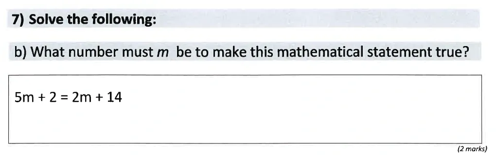 Question 7(b) - St Anselms College - 11 Plus Maths Sample Paper 1 - 2025