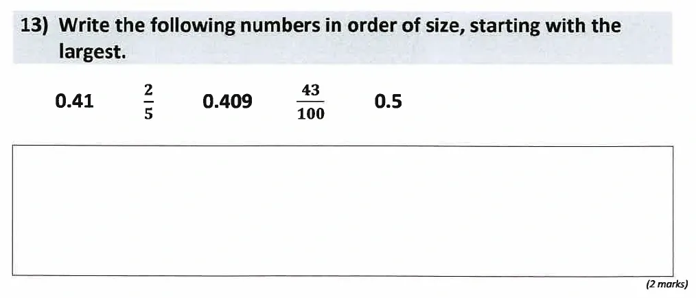 Question 13 - St Anselms College - 11 Plus Maths Sample Paper 1 - 2025