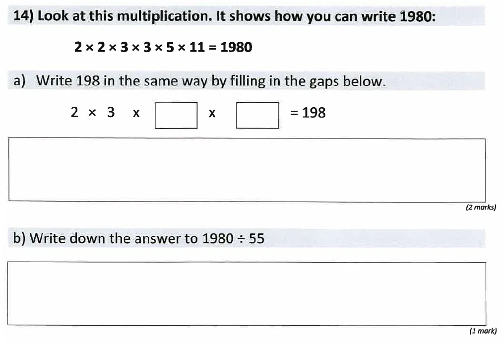Question 14 - St Anselms College - 11 Plus Maths Sample Paper 1 - 2025