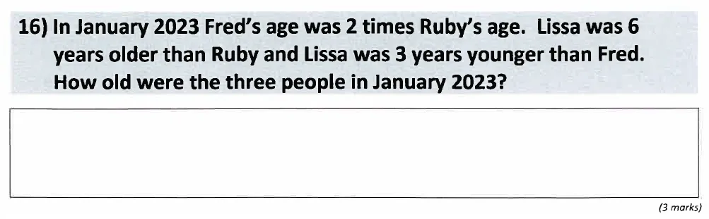 Question 16 - St Anselms College - 11 Plus Maths Sample Paper 1 - 2025