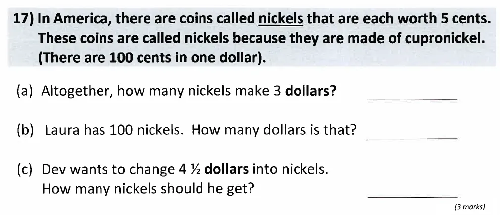 Question 17 - St Anselms College - 11 Plus Maths Sample Paper 1 - 2025