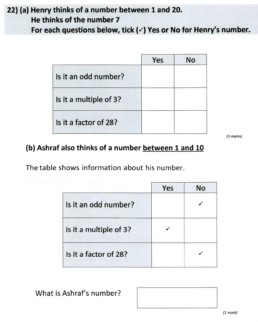 Question 22(a,b) - St Anselms College - 11 Plus Maths Sample Paper 1 - 2025