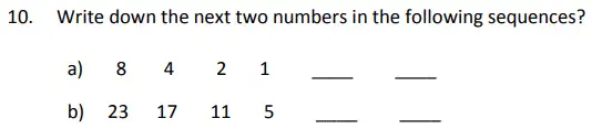 Question 10(a,b) - St George’s College - 11 Plus Maths Sample Paper - 2024