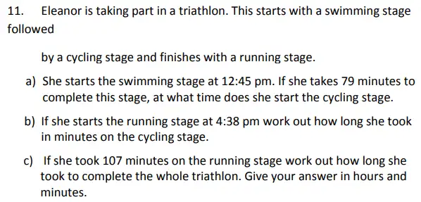 Question 11(a,b,c) - St George’s College - 11 Plus Maths Sample Paper - 2024