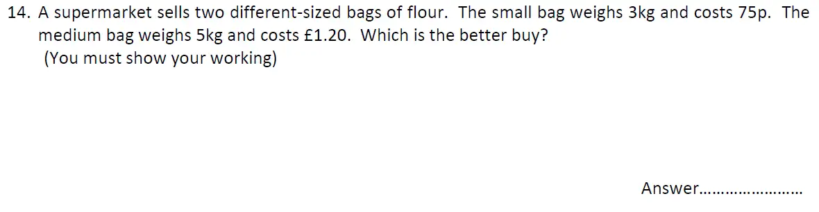 Question 14 - St John's School 11 Plus Maths Exam Sample Paper - 2024
