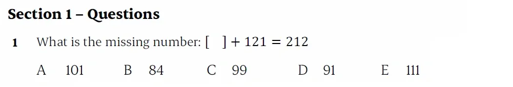 Question 01 - St Paul’s Girls School - 11+ Sample Maths Paper 1 - 2025