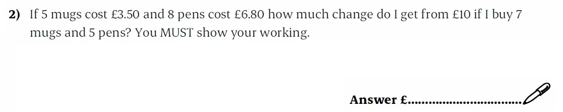 Question 02 - St Paul’s Girls School - 11+ Sample Maths Paper 1 - 2025