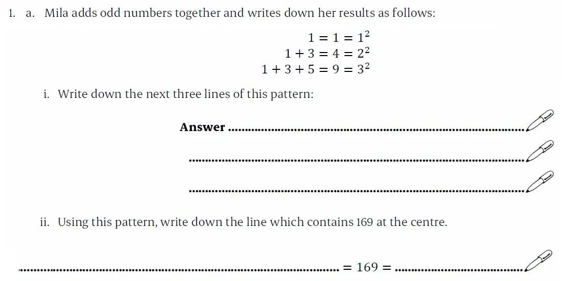 Question 01(a)(i,ii) - St Paul’s Girls School - 11+ Sample Maths Paper 1 - 2025