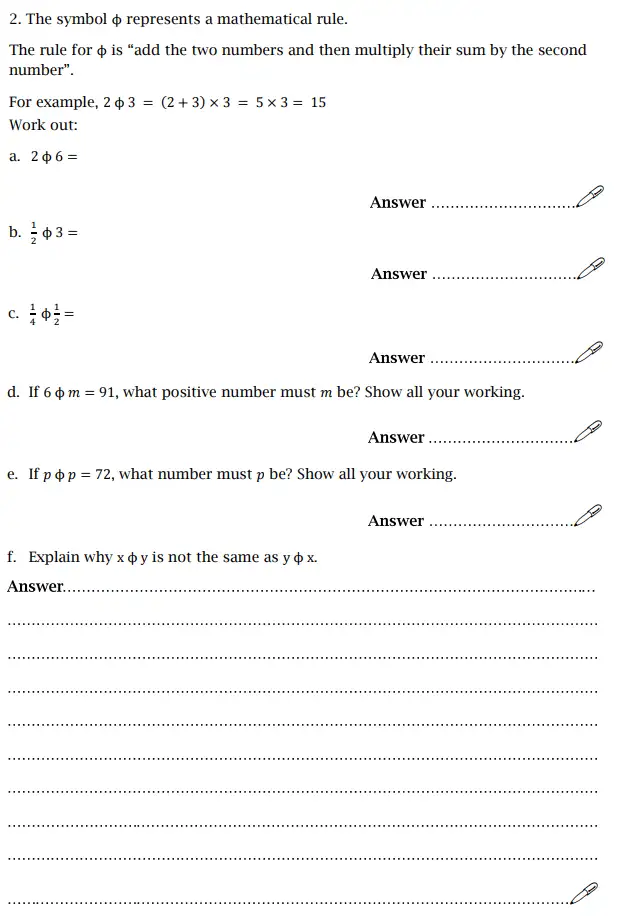 Question 2(a,b,c,d,e,f) - St Paul’s Girls School Sample Maths Paper 2 – 2024