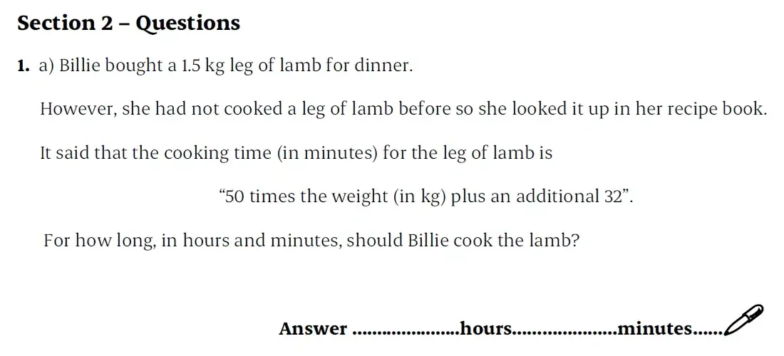 Question 01(a) - St Paul’s Girls School - 11+ Sample Maths Paper 2 - 2025