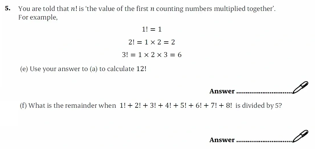 Question 05(e,f) - St Paul’s Girls School - 11+ Exam Sample Maths Paper 2 - 2025