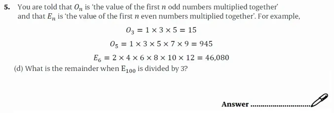 Question 5(d) - St Paul’s Girls School - 11+ Exam Sample Maths Paper 2 - 2026