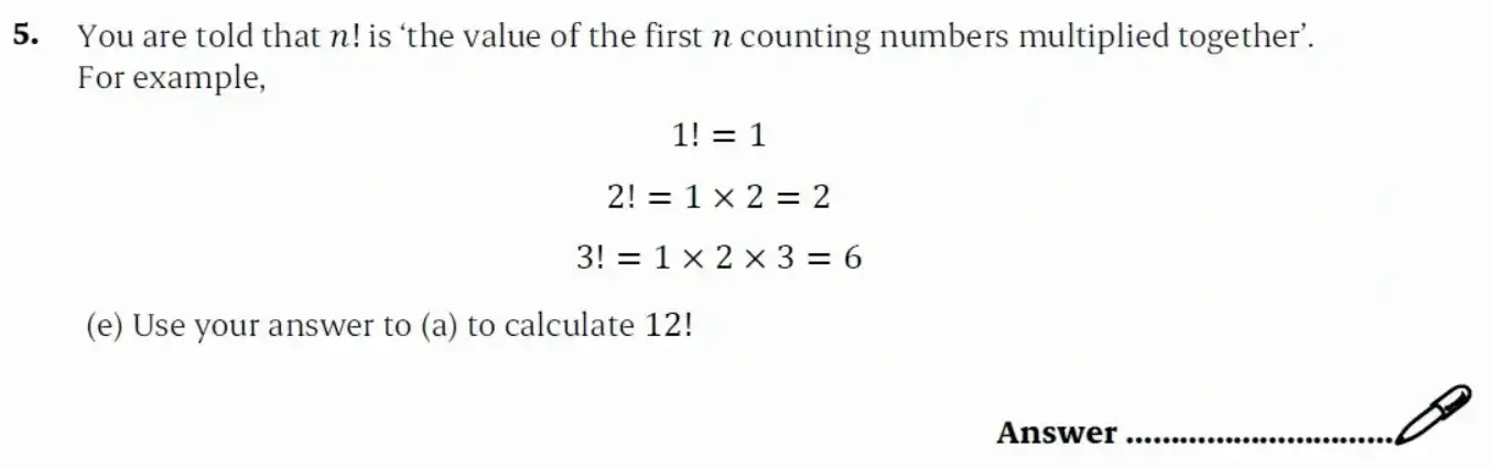 Question 5(e) - St Paul’s Girls School - 11+ Exam Sample Maths Paper 2 - 2026