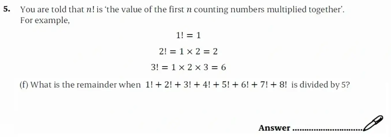 Question 5(f) - St Paul’s Girls School - 11+ Exam Sample Maths Paper 2 - 2026