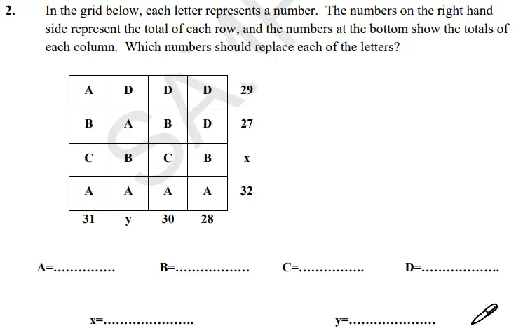 Question 2 - St Paul’s Girls School Sample Maths Paper 3 – 2024