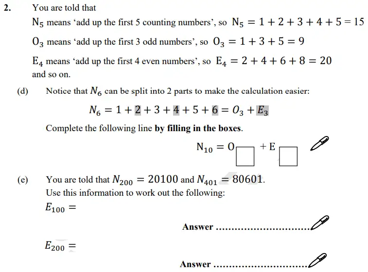 Question 2(d,e) - St Paul’s Girls School Sample Maths Paper 3 – 2024