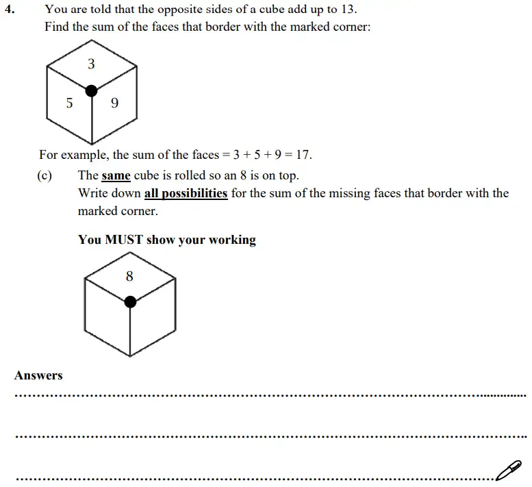 Question 4(c) - St Paul’s Girls School Sample Maths Paper 3 – 2024
