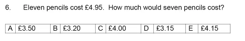 Question 6 - Streatham & Clapham High School – 11 Plus Maths Entrance Exam - 2024