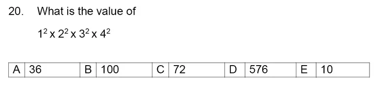 Question 20 - Streatham & Clapham High School – 11+ Maths Entrance Exam Section A and B 2024