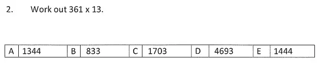 Question 2 - Streatham & Clapham High School – Maths Entrance Exam Specimen Paper - 2024