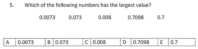 Question 5 - Streatham & Clapham High School – Maths Entrance Exam Specimen Paper - 2024