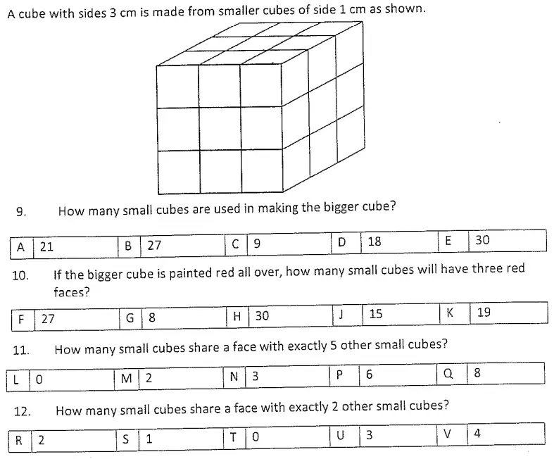 Question 9-12(9,10,11,12) - Streatham & Clapham High School – Maths Entrance Exam Specimen Paper - 2024