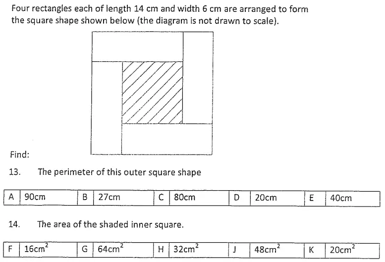 Question 13, 14(13,14) - Streatham & Clapham High School – Maths Entrance Exam Specimen Paper - 2024