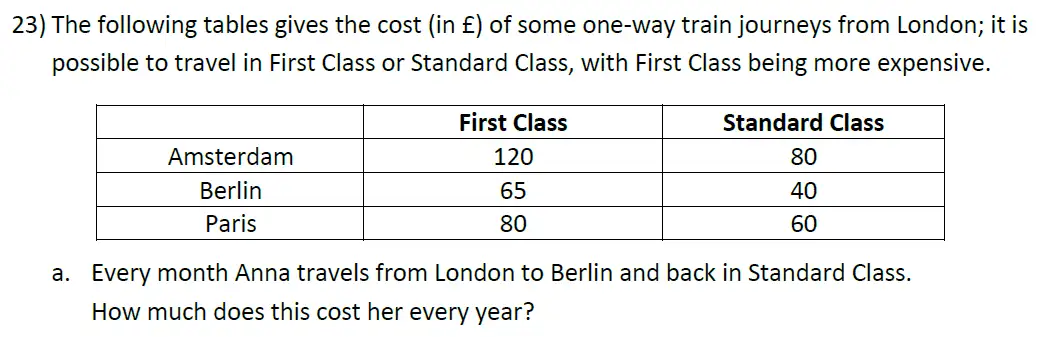 Question 23(a) - Surbiton High School - 11 Plus Maths Entrance Questions - 2025