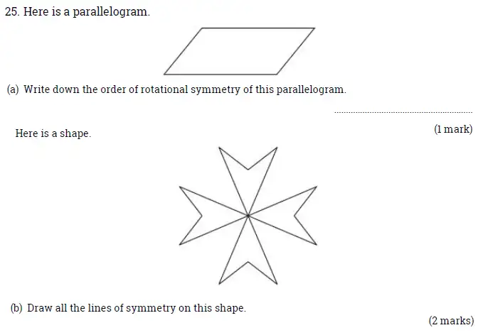 Question 25(a,b) - Sydenham High School – 11+ Sample Mathematics Entrance Examination Paper – 2024