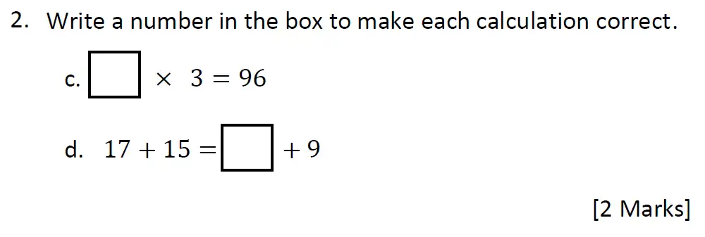 Question 2(c,d) - The Grammar School at Leeds 11 Pus Maths Entrance Paper 2024