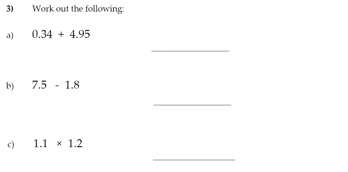 Question 3(a,b,c) - The Kings School 11 Plus Maths Entrance Examinations 2011