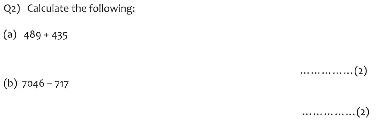 Question 2(a,b) - The Kings School 11 Plus Maths Entrance Examinations 2013