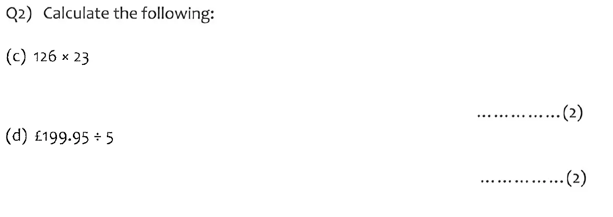 Question 2(c,d) - The Kings School 11 Plus Maths Entrance Examinations 2013
