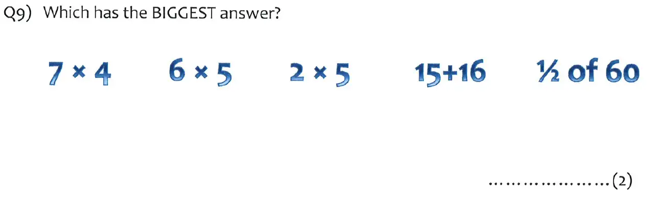 Question 9 - The Kings School 11 Plus Maths Entrance Examinations 2013