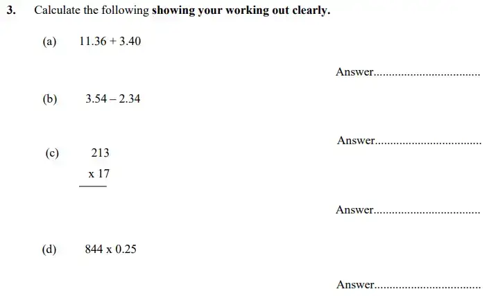 Question 3(a,b,c,d) - The King’s School Chester Maths Specimen Paper - 2 - 2024