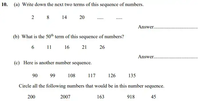 Question 10(a,b,c) - The King’s School Chester Maths Specimen Paper - 2 - 2024