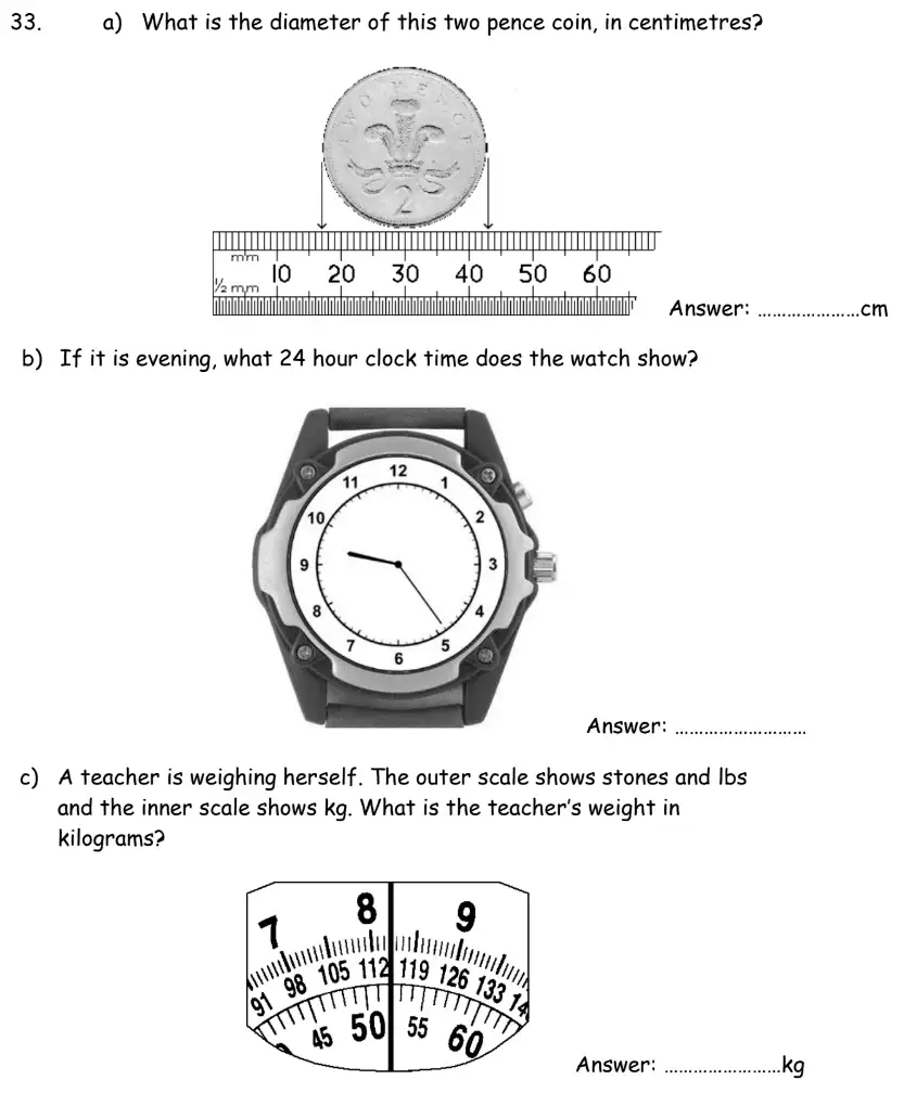 Question 33(33(a),33(b),33(c)) - The London Independent Girls' Schools Consortium Group 1 - 11+ Maths Entrance Examination - 2008